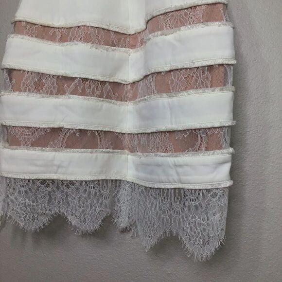 X by NBD Sawyer Dress in Ivory Lace Nude Revolve Mini Fringe Trim Size 4 New - Picture 9 of 10